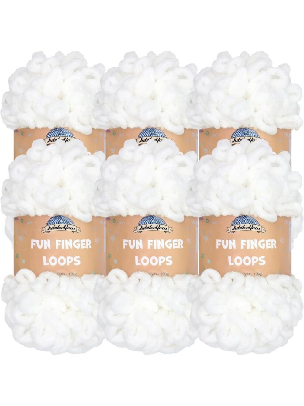 Soft White Finger Loop Yarn - 6 Skeins for Knitting & Crafting Projects